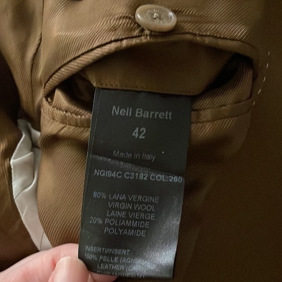 Neil Barrett Camel Brown Leather & Wool-blend Blazer - Picture 11 of 16